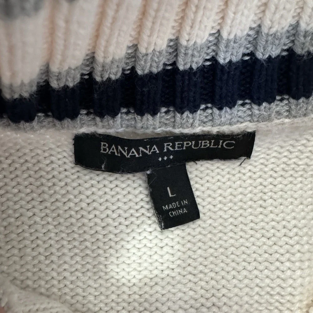 Banana Republic Cable Knit Full Zip Jacket Men's Sz‎ L Preppy Casual Elevated